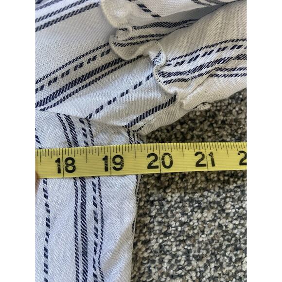 Drew for Anthropologie White 3/4 Sleeve Blouse Navy Stripes Size M Super Soft - Picture 4 of 6